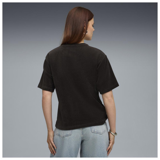 Puma Γυναικεία κοντομάνικη μπλούζα Essentials Elevated Relaxed Velour Rib Tee Puma Γυναικεία κοντομάνικη μπλούζα Essentials Elevated Relaxed Velour Rib Tee